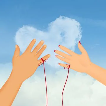 The legend of the red thread Stock Illustration