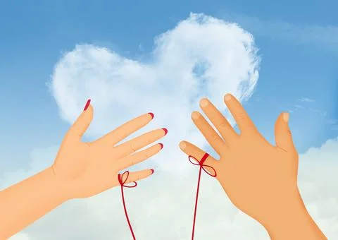 The legend of the red thread Stock Illustration