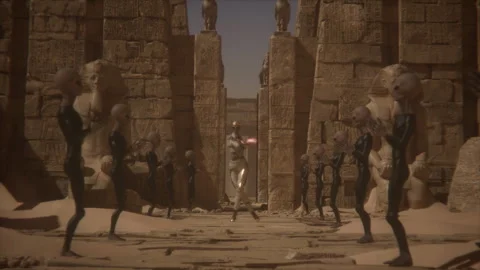 Legendary Dance, Alien Mummy Queen in Egyptian Temple Stock Footage 292788552