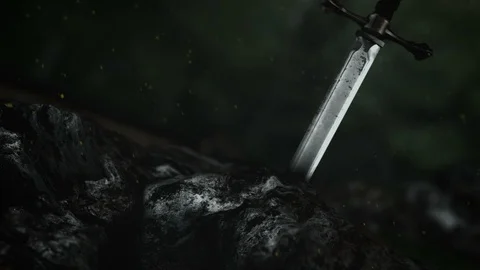 The Legendary Excalibur Inside a Rock Stock Footage 112737387