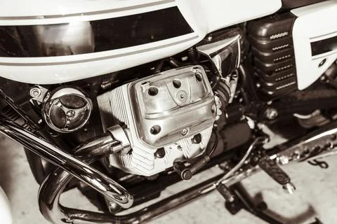 Legendary motorcycle engine. reliability and high power Stock Photos