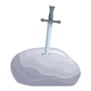 Legendary sword in the stone sticking out of rock, excalibur Stock Illustration