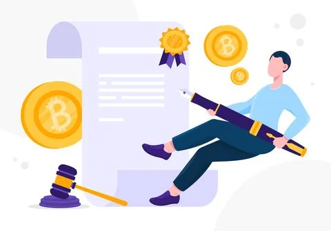 Legislation cryptocurrency concept 스톡 일러스트