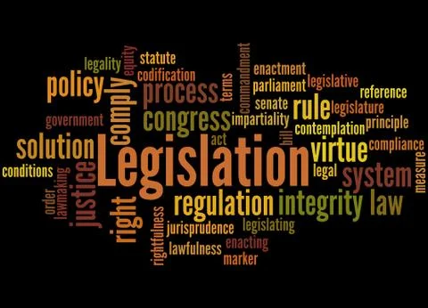 Legislation, word cloud concept Illustrazione stock