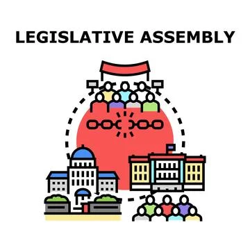 Legislative assembly political building and crowd protesting for freedom Stock Illustration