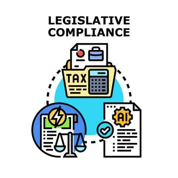 Legislative compliance managing financial data and legal regulations Stock Illustration