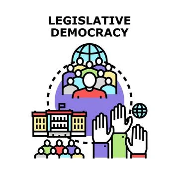 Legislative democracy process with government building and voting 스톡 일러스트