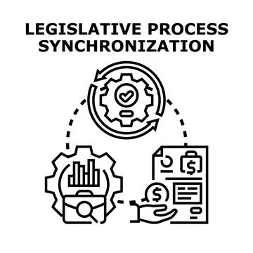 Legislative process synchronization creating legal regulations and documents Stock Illustration