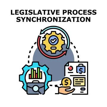 Legislative process synchronization creating legal regulations and documents Stock Illustration