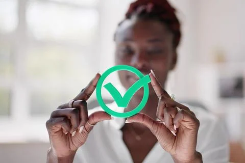 Legitimate Correct Answer - Appropriate Green Check Foto stock