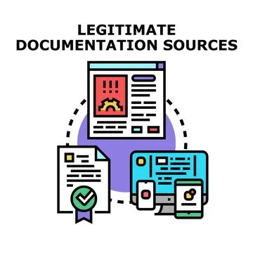 Legitimate documentation sources concept with digital and paper Stock Illustration