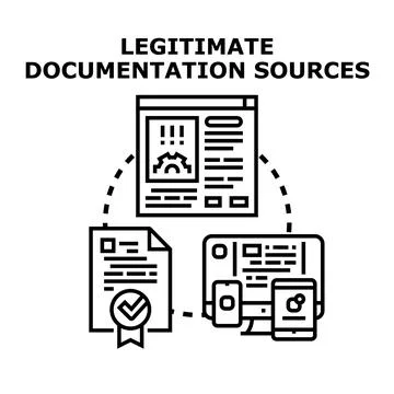 Legitimate documentation sources concept with digital and paper Stock Illustration