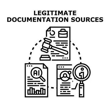 Legitimate documentation sources vector concept illustration Stock Illustration