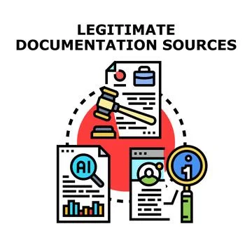 Legitimate documentation sources vector concept illustration Stock Illustration