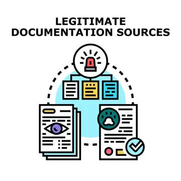 Legitimate documentation sources verification process icon Stock Illustration