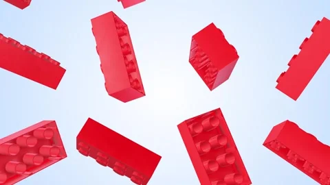 Lego Bricks Falling on a Light Blue Background. Lego Blocks 3D Animation. 4K Vidéo 289234173