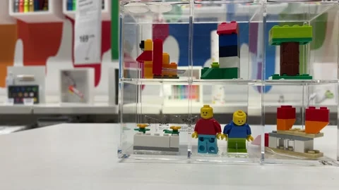 Lego characters on white shelf close up shot at IKEA Store Bang Yai Stock Footage 172350038