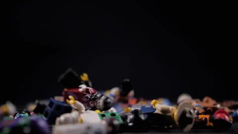 Lego figures toys falling down Stock Footage 147426304