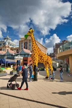 Lego giraffe with corona mask Stock Photos