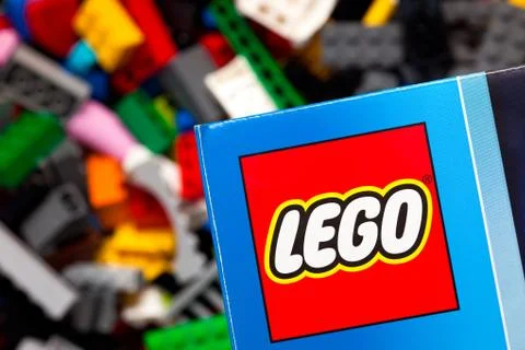 Lego logo on the box Stock Photos