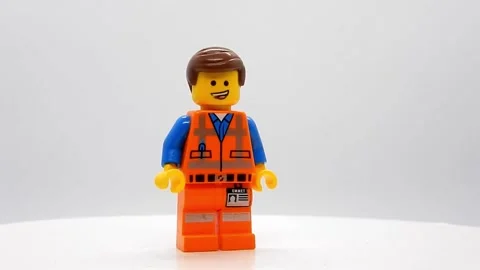 Lego Mini Figures, Emmet Character from Lego Movie Stock Footage 211103154