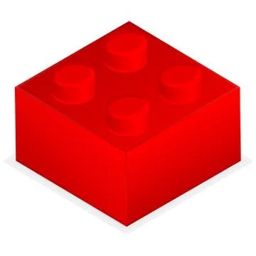 Lego. red plastic building block. Ilustración de archivo