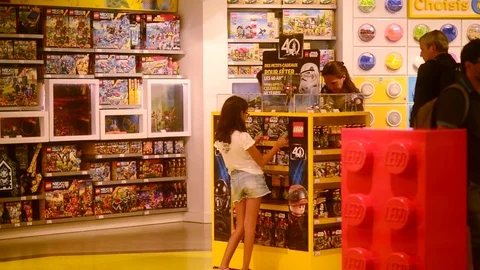 Lego shop interier in Paris Stock Footage 76407547