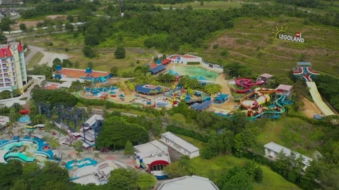 Legoland during Pandemic Lock down Aerial View Stock Footage 158271880