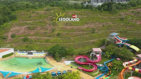 Legoland during Pandemic Lock down Aerial View Stock Footage 158272047