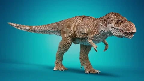 Legos bricks. Dinosaur figure from legos blocks Stock Footage 166431376
