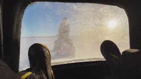 Legs against the background of a car window 스톡 동영상 219628221