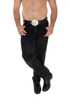 The legs and middle section of a young man Stock Photos