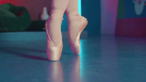 Legs of Ballerina Dancing on Pointe Stock Footage 262798673