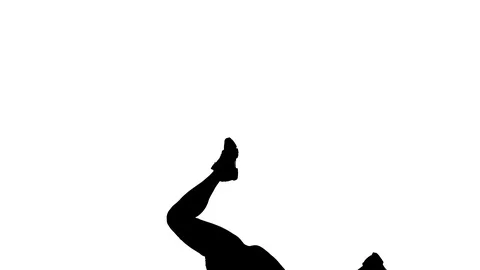 Legs of a dancer performing a dancehall movement, street dance, silhouette Stock Footage 128643791