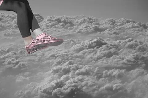 Legs of female over clouds Stock Illustration