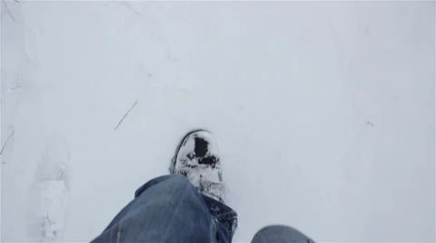 Legs go on snow feet snow Stock Footage 59136875