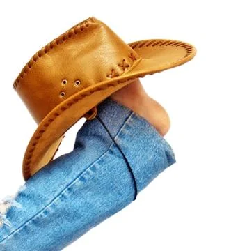 Legs with hat on background Stock Photos
