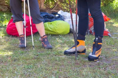 Legs of Hikers Stock Photos