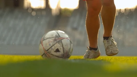 Legs kicking the ball Stock Footage 86454982