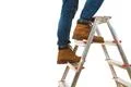 The legs on the ladder on the white background Photo