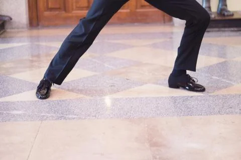 Legs of man dancer in motion Foto stock