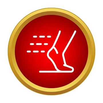 Legs moving with speed lines in red circle icon Stock Illustration