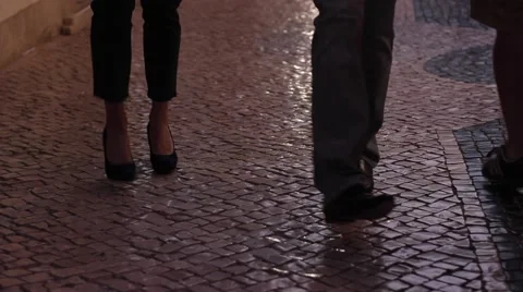 Legs on old stone pavement Stock Footage 46955992