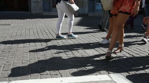 Legs of people walking in multiple directions Stock Footage 113012446