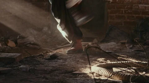 Legs of Psycho in Clown Costume Chasing His Victim Stock Footage 250960972