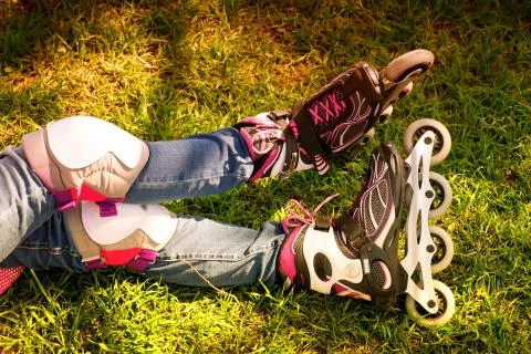 Legs in roller skates Foto stock