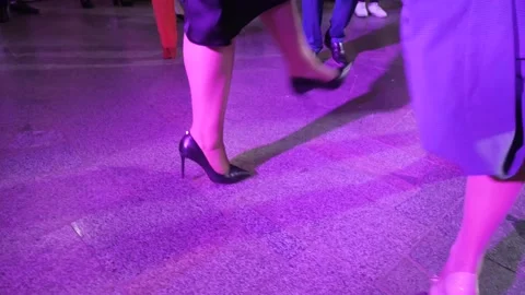 Legs of senior women in dance elements on concrete floor. Video stock 199761841