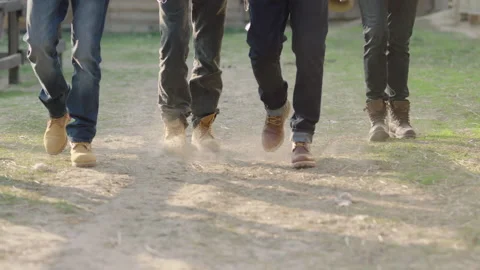 Legs of several men in jeans Stock Footage 237488637