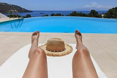 Legs Sunbathing. Isolated. Stock Photos