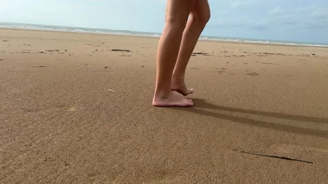 Legs Walking On Beach Stock Footage 171157524